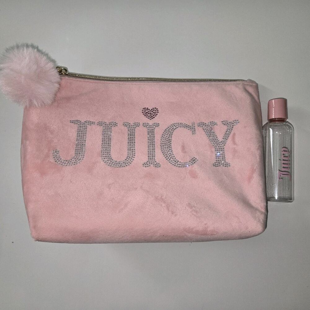 Juicy Couture Light Pink Rhinestone Travel Cosmetic Bag.